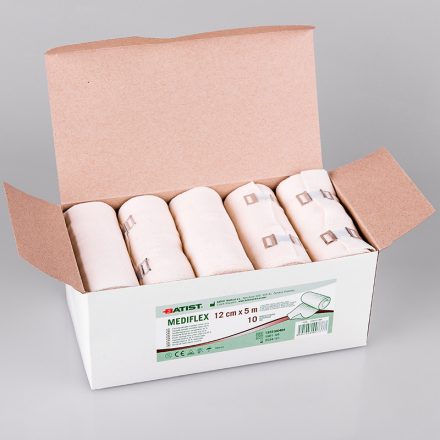 MEDIFLEX Rugalmaspólya, bandage 12cm*5m, 80% rugalmasság (10 db/dob)