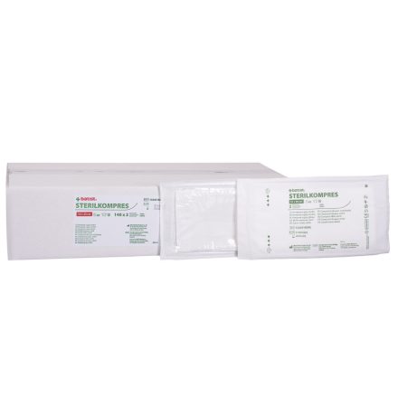 STERILKOMPRES hajtogatott mull-lap 10cmx20cm, steril, 17 szálas, 8 rétegű, 2db (140 csom / dob)