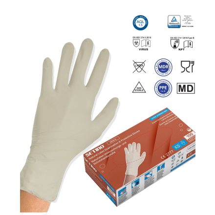 Setino Latex Kesztyű, púdermentes - L