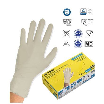 Setino Latex Kesztyű, púderes - L
