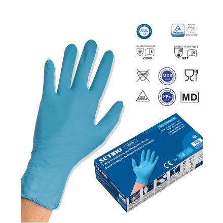 Setino 3.5g kék nitril kesztyű - L