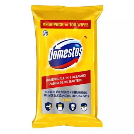 Domestos Fertőtlenítő Törlőkendő Lemon - 100 db